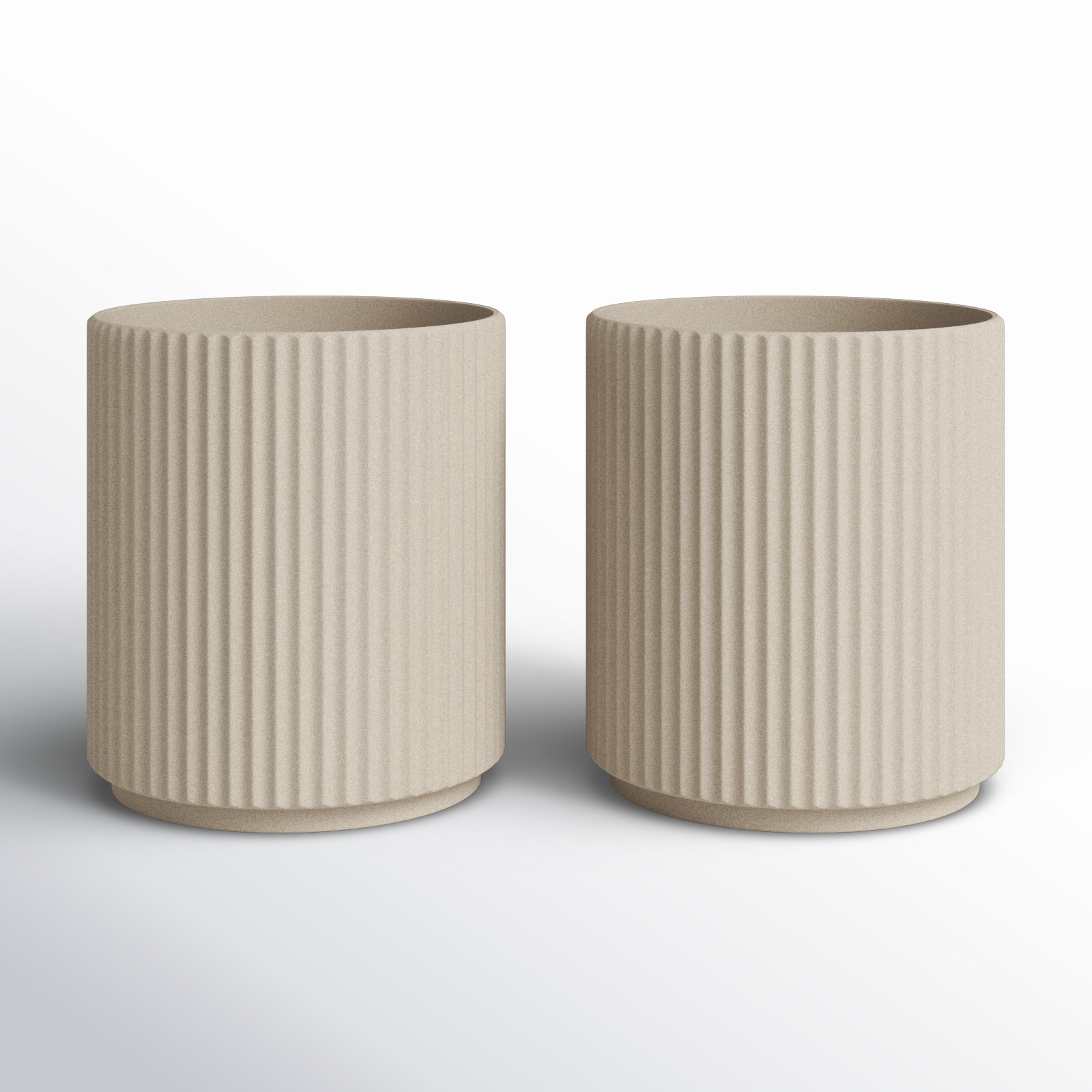 Demi Series 19" Pot Planter, 2, Sand, 16" H x 14.75" W x 14.75" D