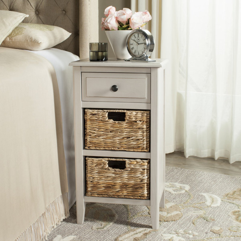 Santa Cruz End Table with Storage, Vintage Gray