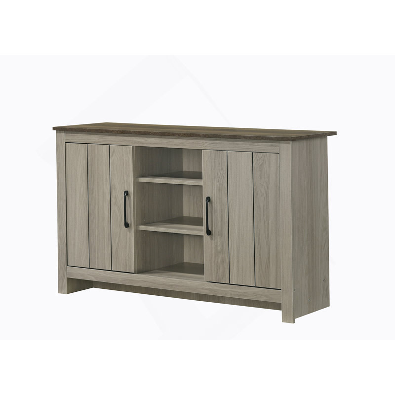 Console l 47 po en chêne gris, buffet, buffet avec tablettes et portes d'armoire, Chêne