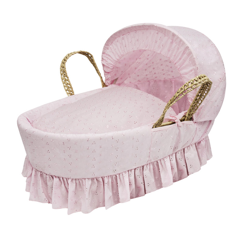 Cotton Blend Moses Basket Bedding Set, Pink