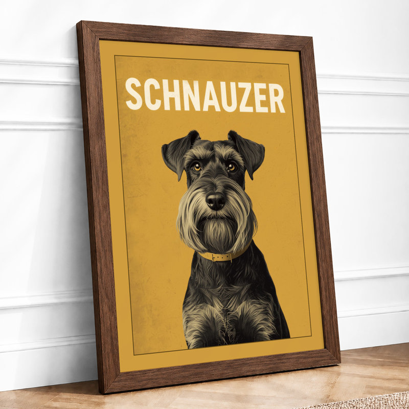 Schnauzer Portrait Modern - Framed Print, A4 - 29.7 x 21.0 cm, Walnut