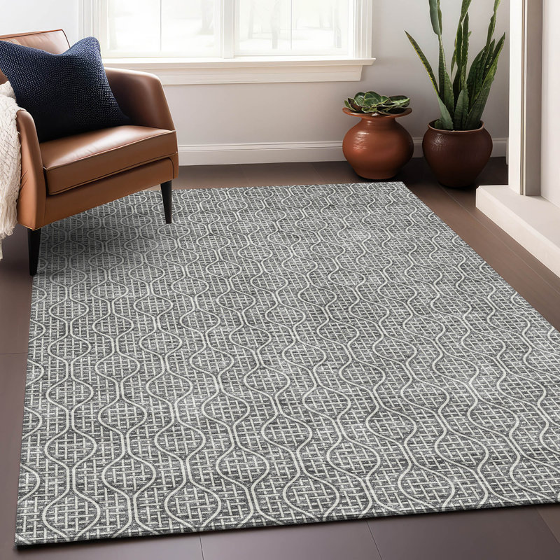 Premium Machine Washable Prisco Gray Rug, Rectangle 9' x 12'