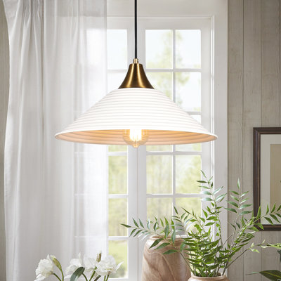  Luminaire suspendu moderne en métal blanc 15 "à intensité variable