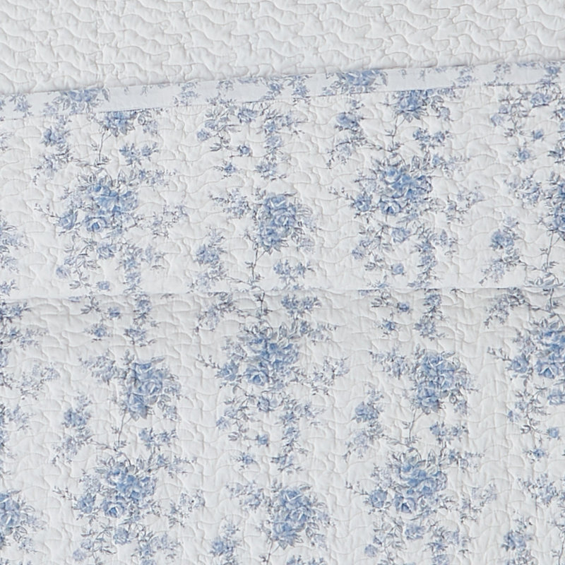 Cotton Plain Weave Floral Quilt, Twin Extra Long Quilt + 1 Standard Pillow Sham