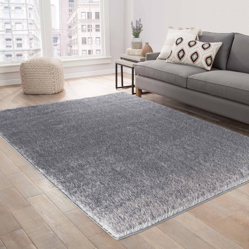 Asharn Solid Colour Shag Area Rug, Rectangle 200cm x 290cm