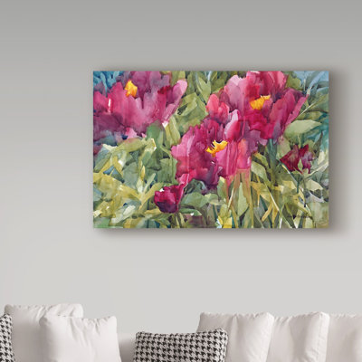 «Burgeoning Blossoms» par Mattox, reproduction d'aquarelle sur toile tendue