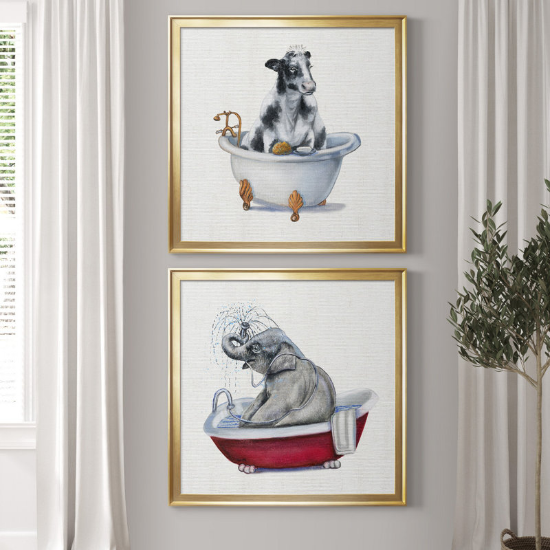«Bathing Beauty I», ensemble de 2 reproductions d'art encadrées, Pas de tapis, H 17,5 po x l 35 po x P 1,5 po