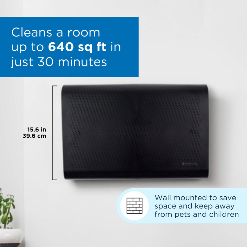 HEPA Wall Mounted Air Purifier Bundle w/ Replacement Filter, Black