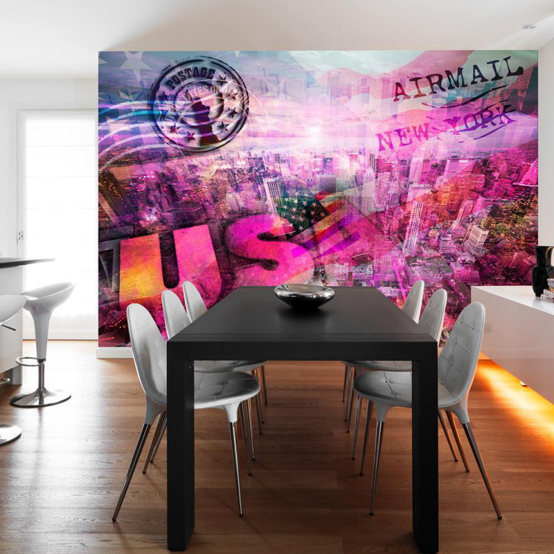 Papier peint US Airmail New York, L 4,58 pi x l 6,5 pi, Rose
