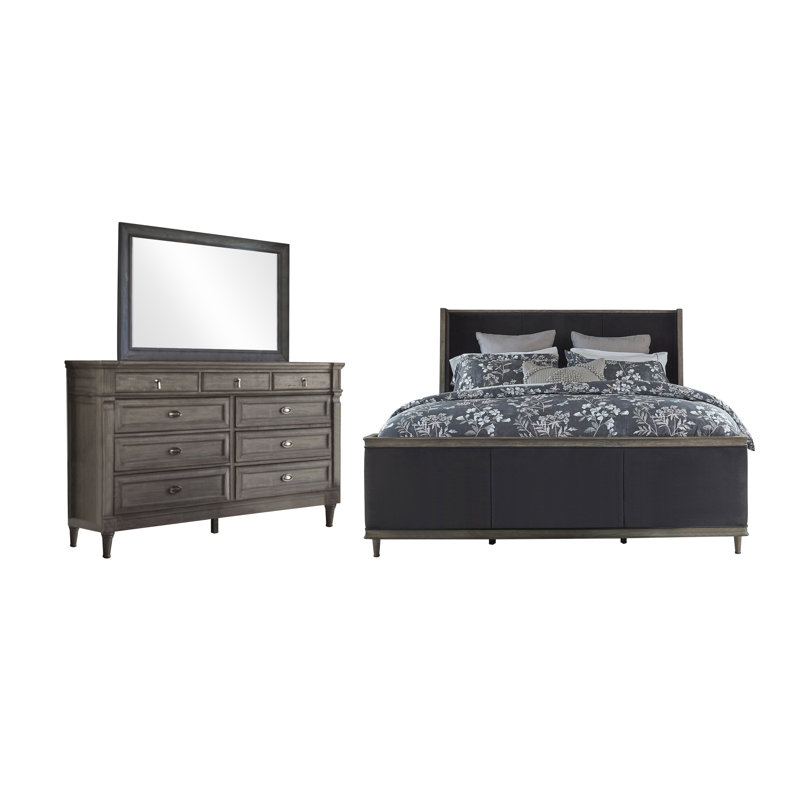 Ensemble de chambre à coucher 3 pièces avec commode et miroir Alamo, Grand