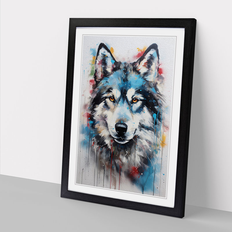 Husky Expressionism No.2 - Framed Print, Black Framed, 64cm H x 46cm W x 2cm D