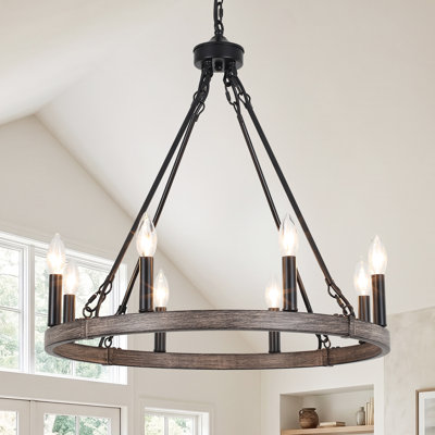 Janiah 8 - Light Dimmable Wagon Wheel Chandelier