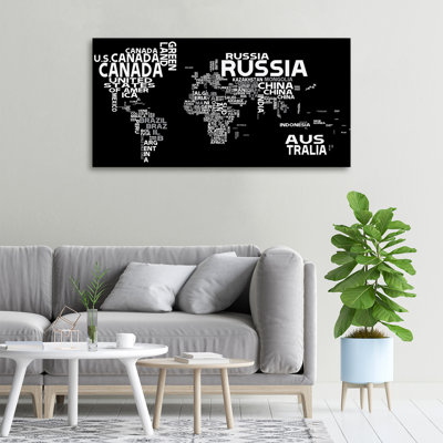 World Map With Subtitles - Wrapped Canvas Print