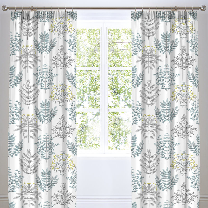 Emily Pencil Pleat Curtains, Duck Egg