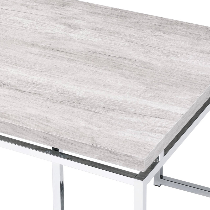 Table basse moderne avec table rectangulaire en bois massif et en métal élégant, base élégante