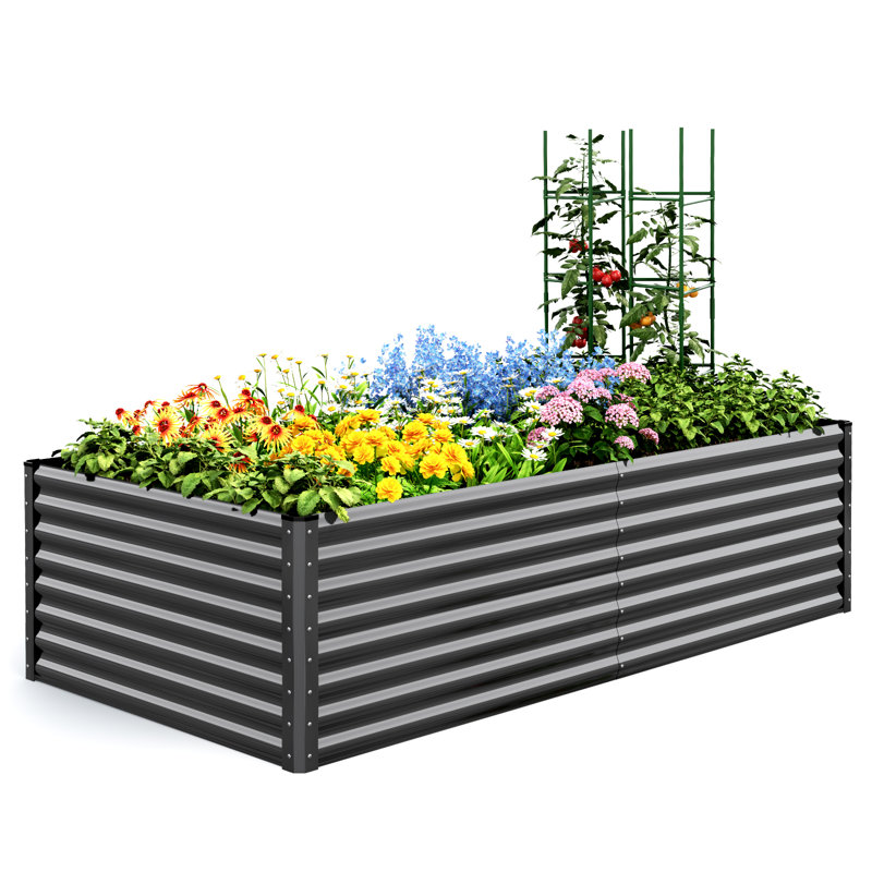 Metal Raised Garden Bed, 240x120x62cm