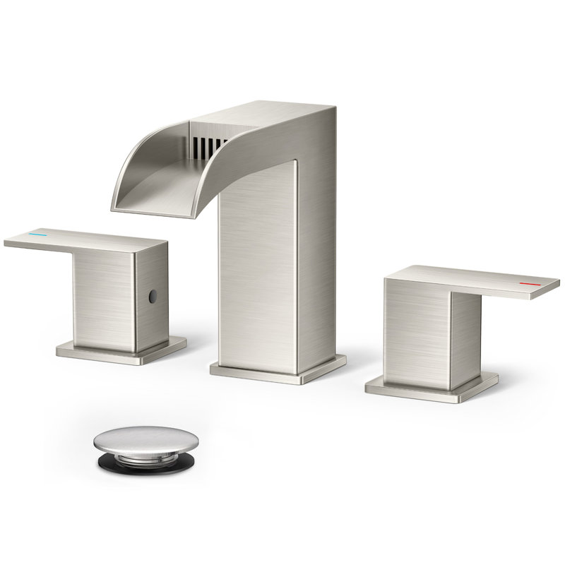 Widespread 2-handle Bathroom Faucet with Drain Assembly, Brushed Nickel, 1.8