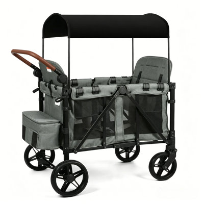 Extra Large 3-In-1 Travel System Stroller With Canopy, Converts To Quad Seat, One-Hand Fold & All-Terrain Wheels