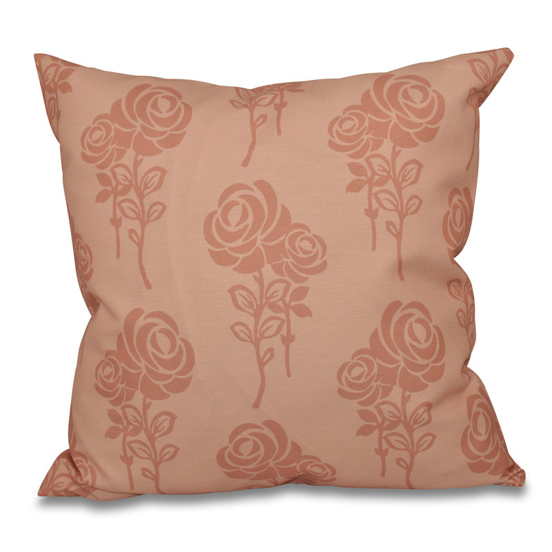 Botanical Blooms Floral Reversible Throw Pillow, 16" H x 16" W, Orange