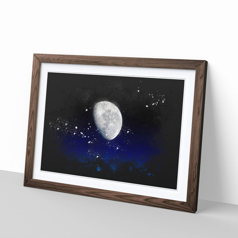 Close Up Of The Moon - Single Picture Frame Print on MDF, 62cm H x 87cm W x 2cm D, Walnut Framed