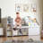 67” Kids Bookshelf and Bookcase, Reading Nook with Bench, Modern Kids Bookshelf with Seat Cushion and 6 Storage Cubbies, Toy Storage Box on Wheels, Toy Chest for Nursery, Classroom White