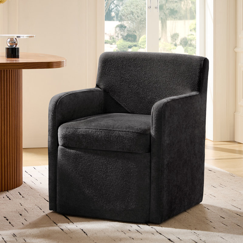 Gosselin Modern Storage Dining Chair with Casters, Black