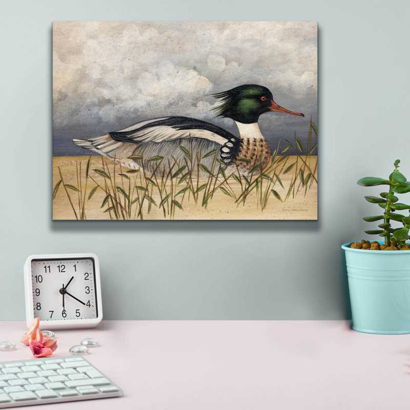 «August Breasted Merganser» par David Carter, H 12 po x l 16 po x P 0,75 po