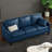 Mid-Century Faux Leather Blue Sofa-1531267031