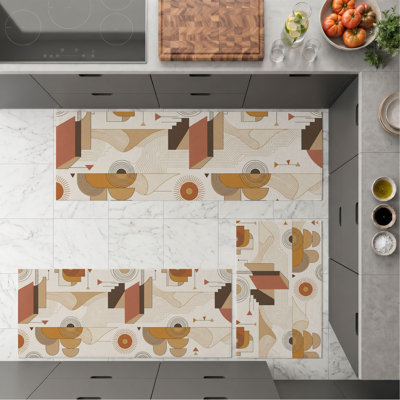 Abstract Geometric Non-Slip Washable Kitchen Mats