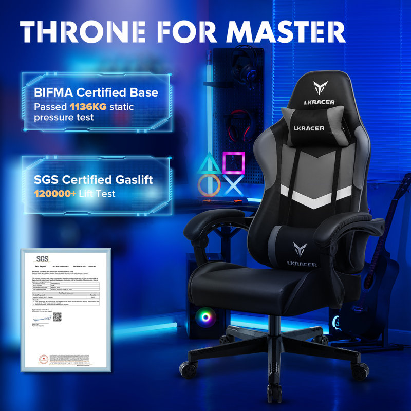 Gaming Chair with 2-Point Massage and Footrest, Video Gamer Chair Ergonomic High Back Support Computer Chair, Swivel Desk Chair for Home Office