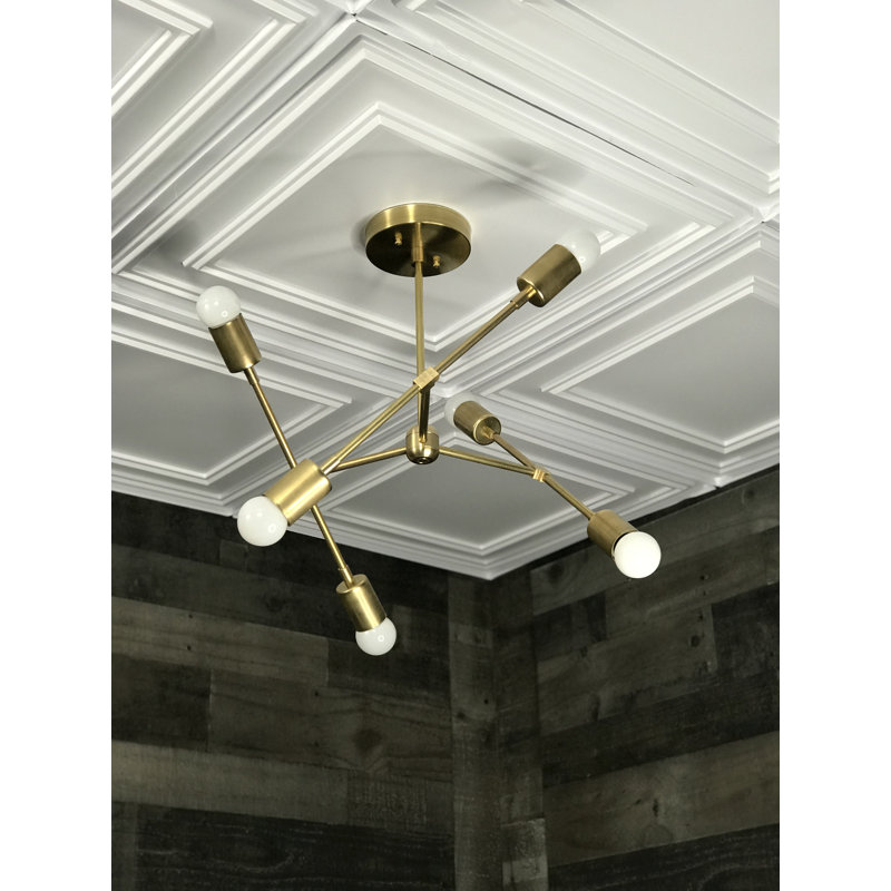 Mylene 6 - Light Dimmable Sputnik Modern Linear Chandelier, Raw Brass