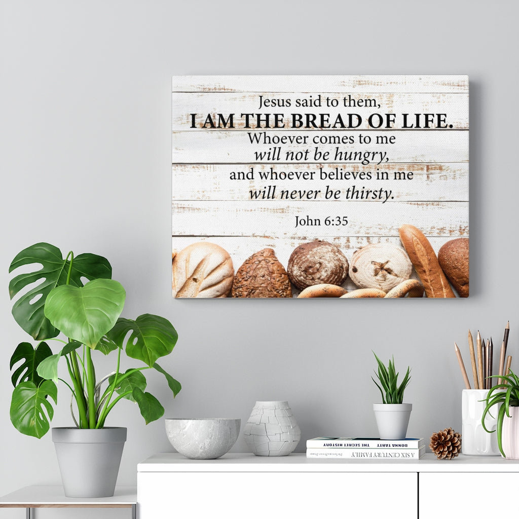 Bread of Life John 6:35 - Wrapped Canvas Typography