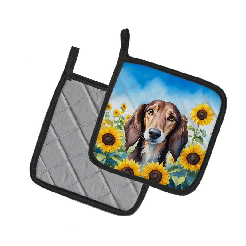 Caroline's Treasures In Sunflowers Floral Polyester Potholder Set