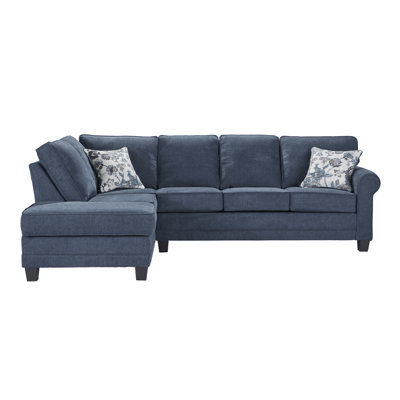 Hughes Furniture 2 Piece 3700Sec Left Facing Chaise Sectional - Lotus Aegean/Suzani Haze