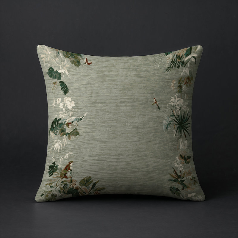Coussin décoratif intérieur et extérieur Modern, Brun floral 59, Carré 18 po