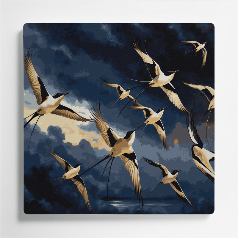 Oiseaux, art mural gris, H 192 po x l 192 po x P 0,05 po