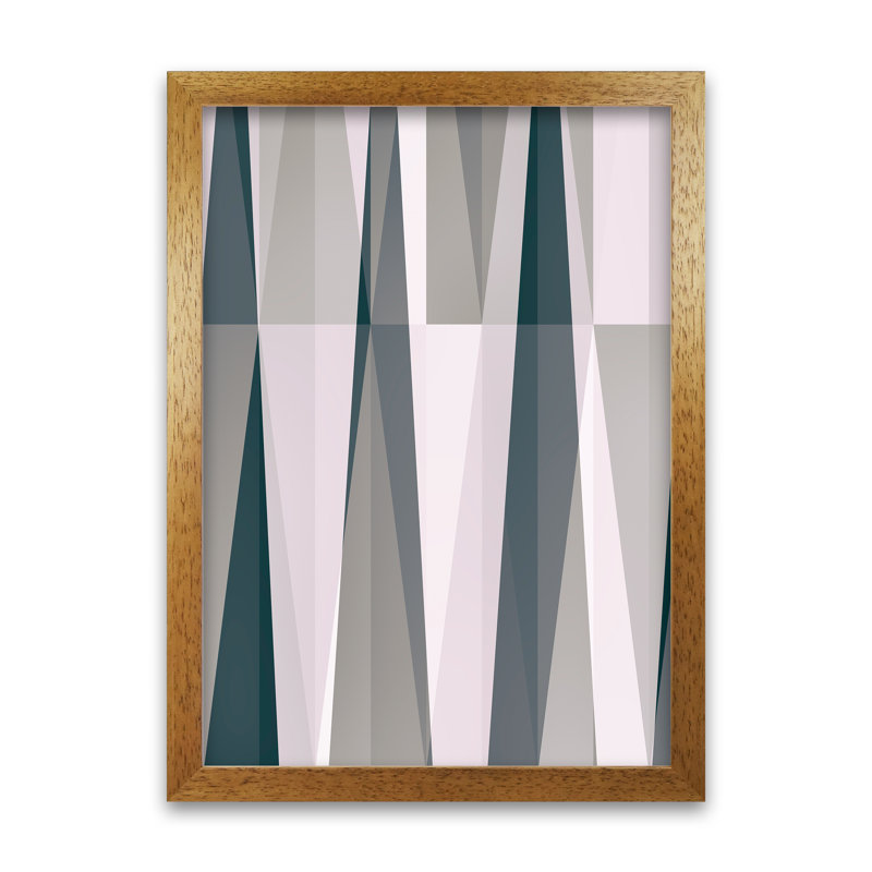 Mono Triangles Abstract Original - Print, Oak Frame, 59cm H x 42cm W x 3cm D