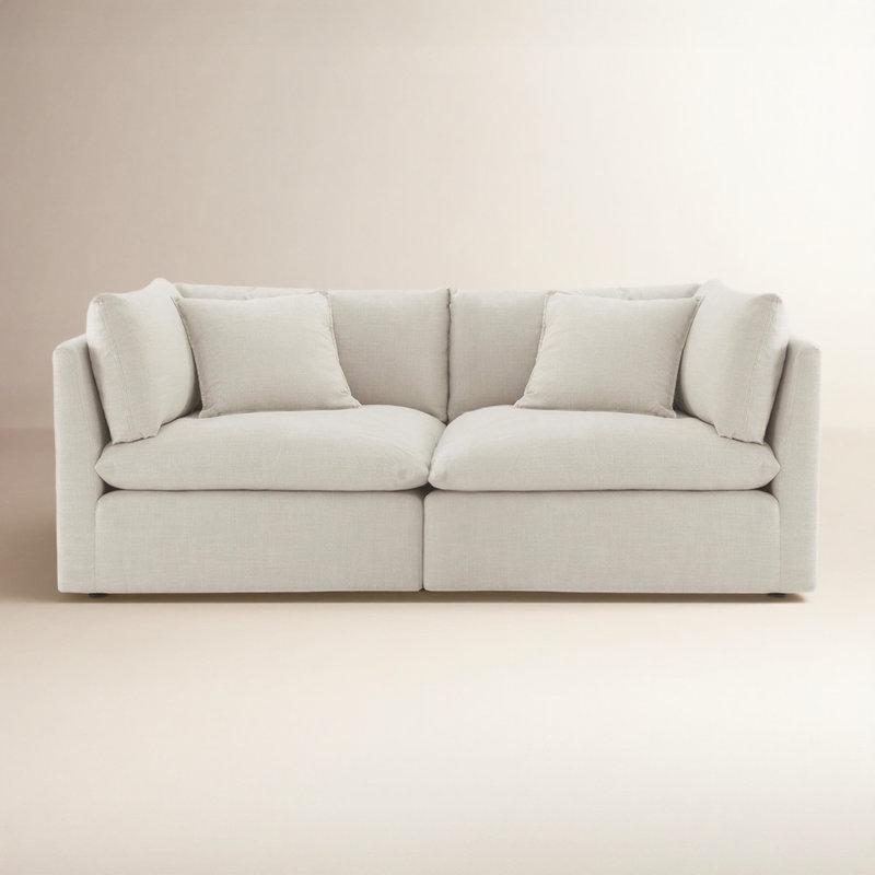 Canapé modulaire rembourré 81 po Annabella, Tissage performant en lin Effie