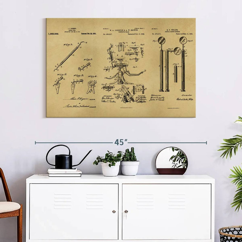 Outils dentaires, impression sur toile, H 26 po x l 39 po x P 1,25 po