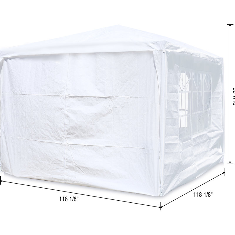 Tente de mariage d'extérieur 10 pi x 10 pi avec parois latérales détachables - abri de jardin avec abat-jour et ventilation avec fenêtres transparentes pour un intérieur lumineux