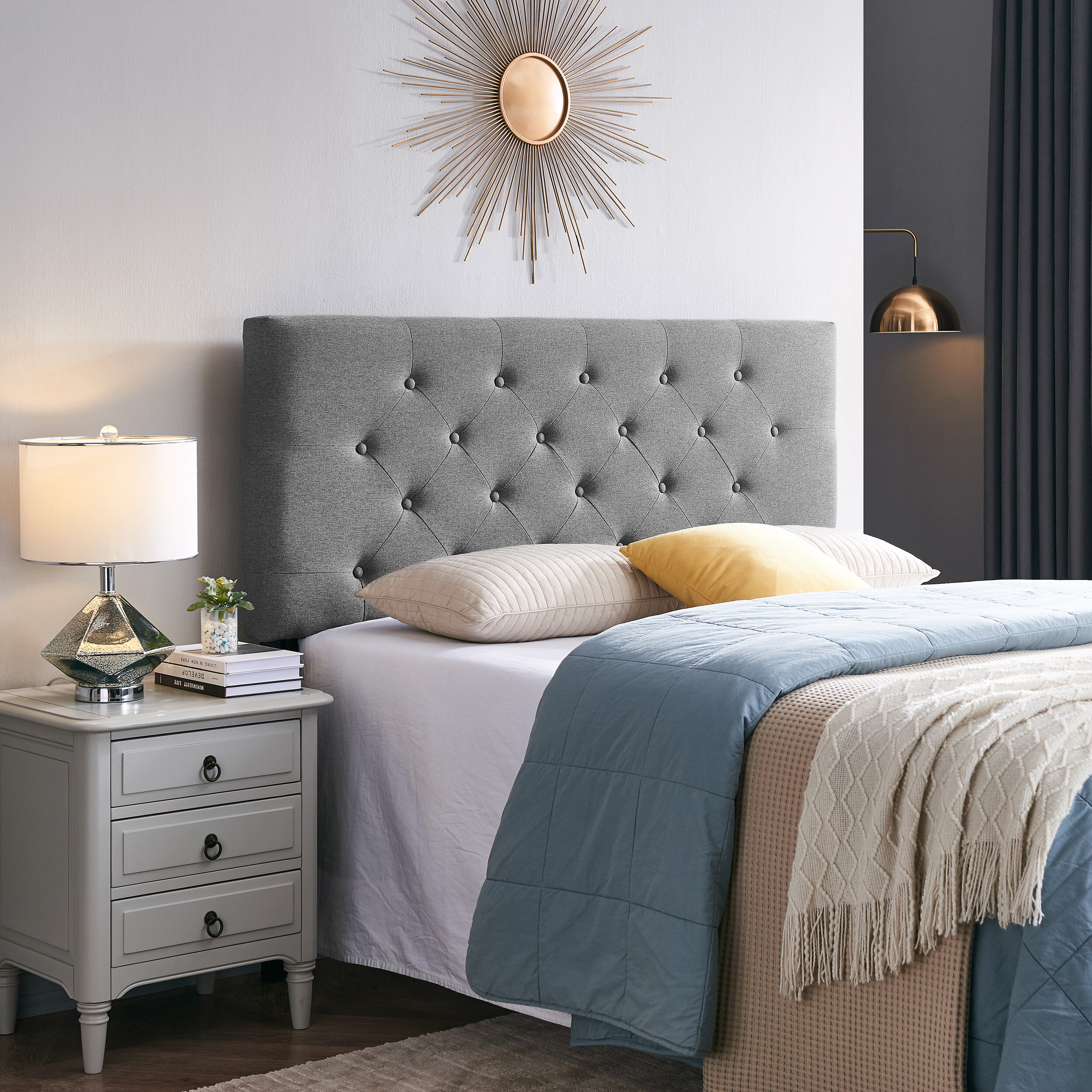 Odessa Headboard - Light Grey Velvet