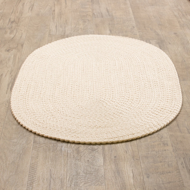 Solid Braided Farmhouse Performance Area Rug, Oval 3' x 5'