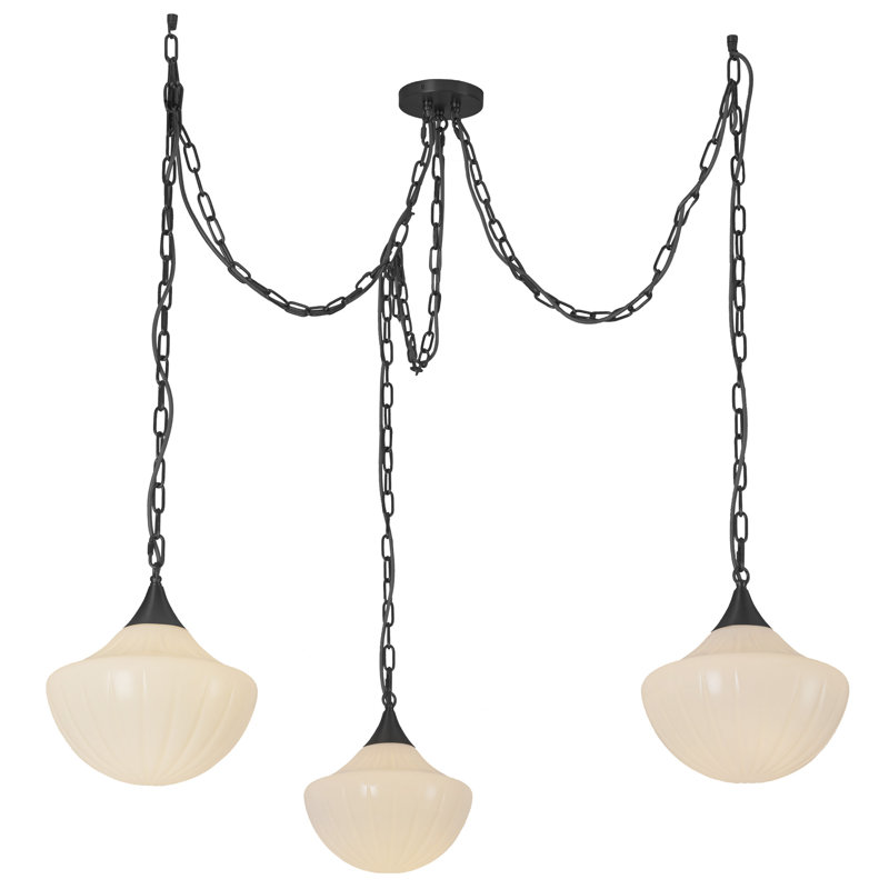 Luminaire suspendu 3 lumières Farrah, Noir