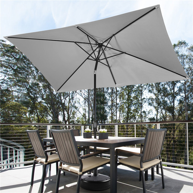 Parasol d'extérieur rectangulaire Glidewell, H 99,6 po x l 120 po x P 78 po, Gris