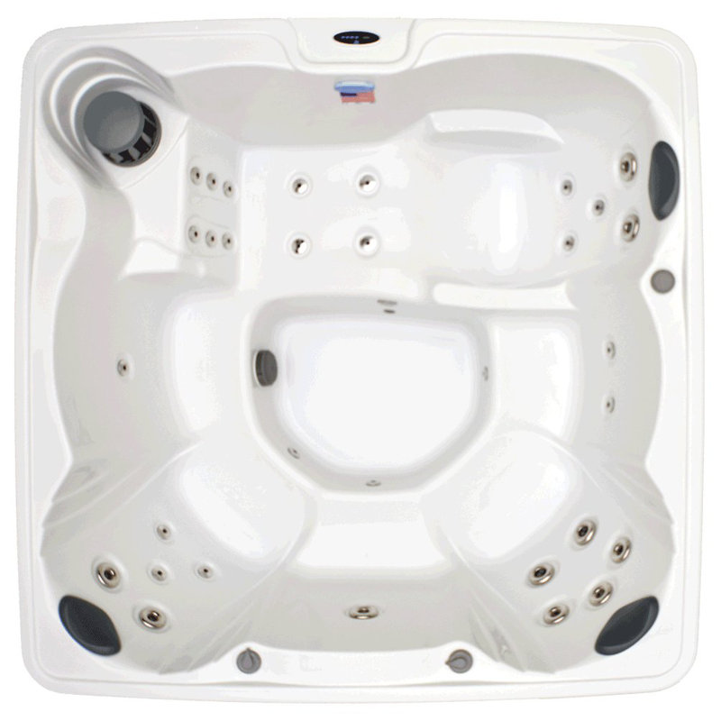 Sterling White Acrylic 6-Person Square Hot Tub with Stainless Jets