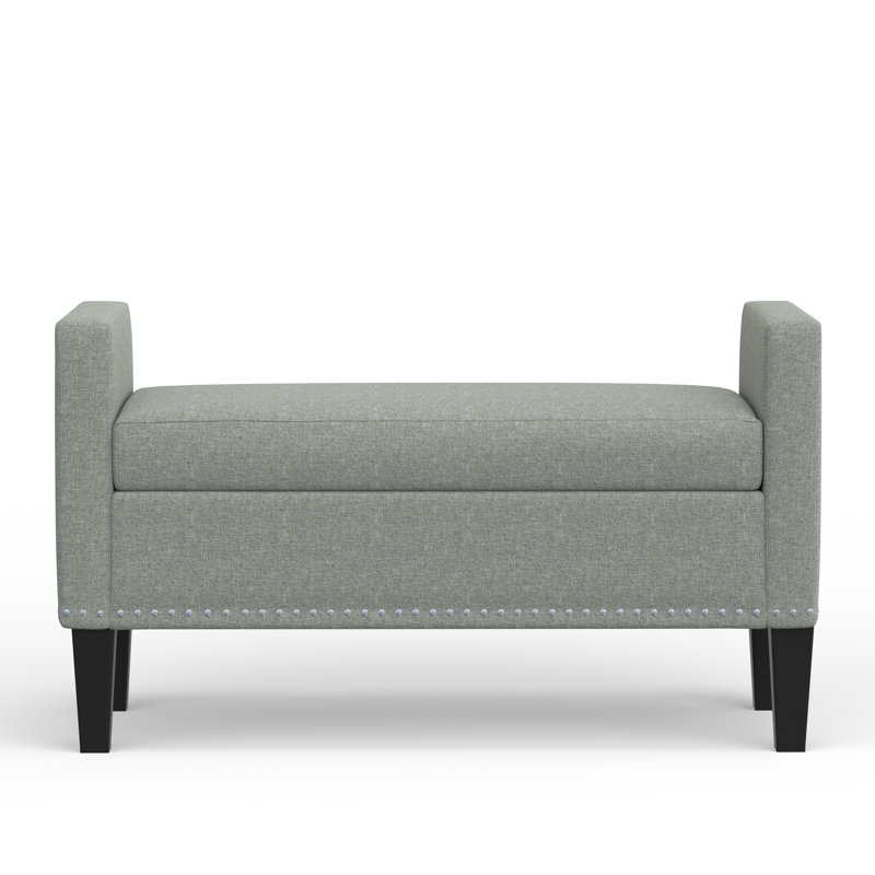 Banc de rangement rembourré Macrina, H 24 po x l 42 po x P 17,8 po, Pierre