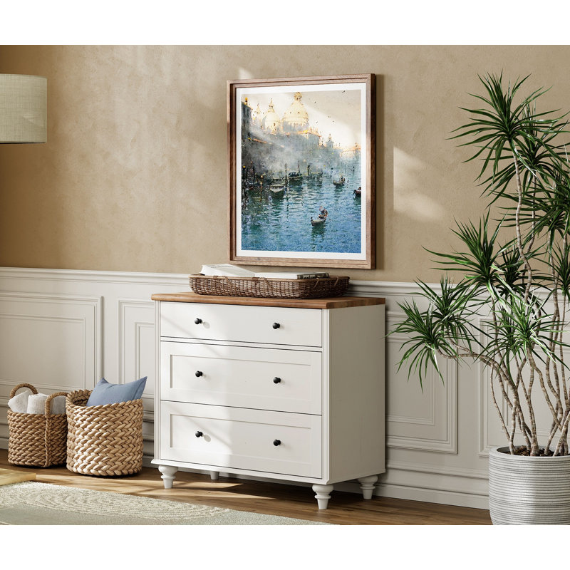 Scarlett 33.9'' W 3 - Drawer Dresser, White/Brown