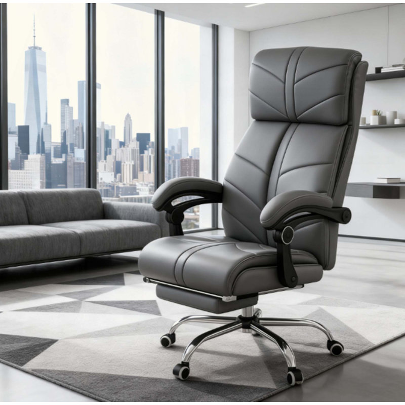 Fauteuil de bureau inclinable à haut dossier avec repose-pieds pour un confort de travail ultime et un soutien idéal pour la maison et le bureau