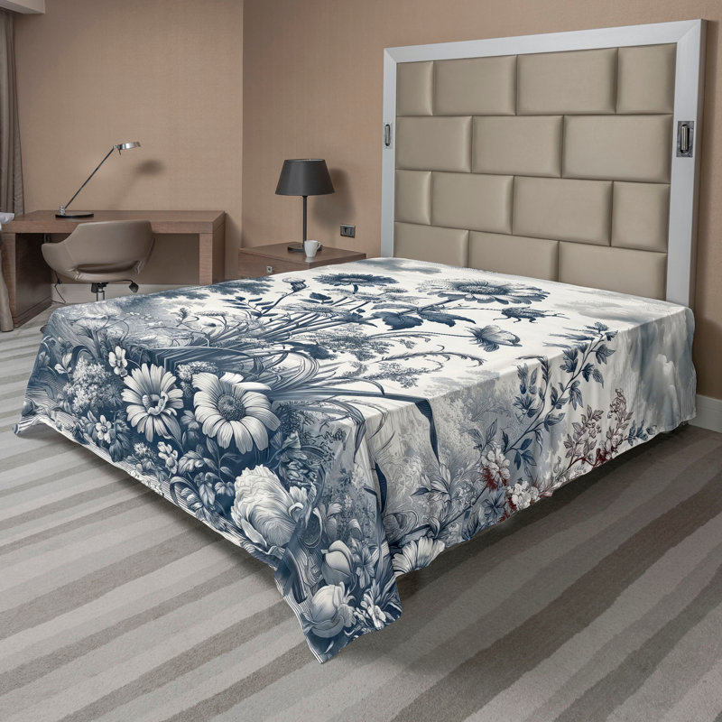 Polyester Floral Flat Sheet, Full / Double Flat Sheet
