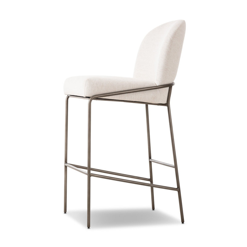 Laina Upholstered Counter Stool with Metal Frame, Bar Stool (30.5" Seat Height), Polyester Blend White
